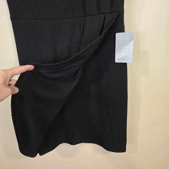 NEW NWT Women's The Vanity Room Black Ribbed Knit Wrap Dress | Size Medium - Picture 5 of 10